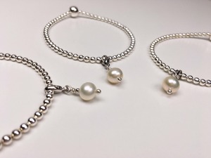 elastisches Silberarmband, Süßwasserzuchtperle, 925er Silber